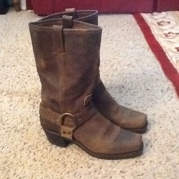 Frye Shoes - FRYE ENGINEER MOTO HARNESS LEATHER BIKER BOOTS 8.5